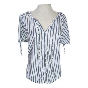 Universal Thread Top Striped Button Down Blue Size L
